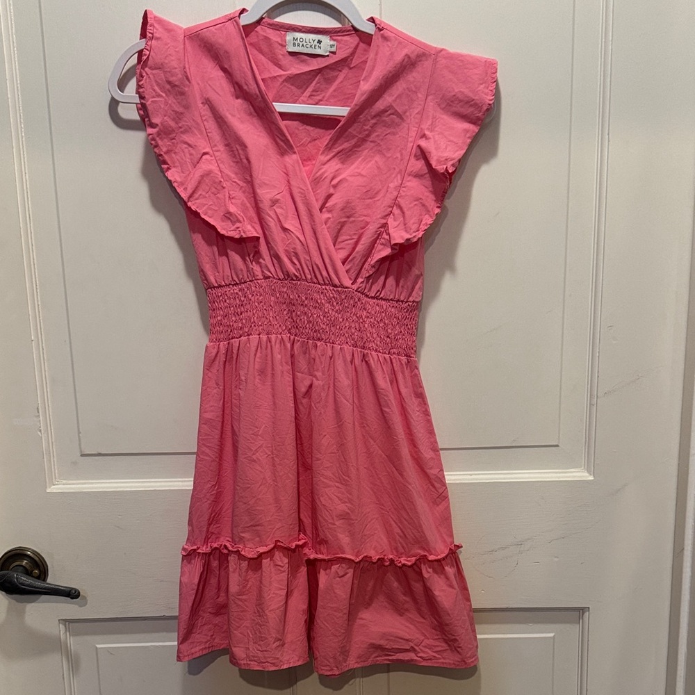 Molly Bracken Pink Ruffle Sleeve Kids Dress